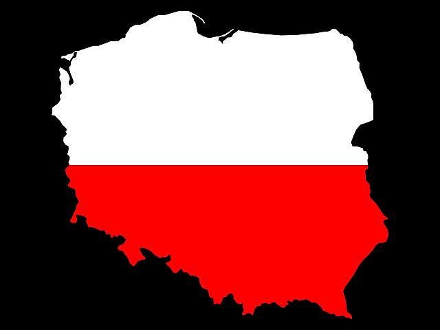 Polish flag on outline of Poland